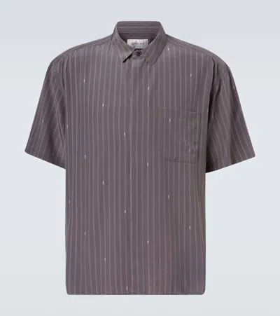 Saint Laurent Cassandre Silk Crêpe De Chine Shirt In Gray