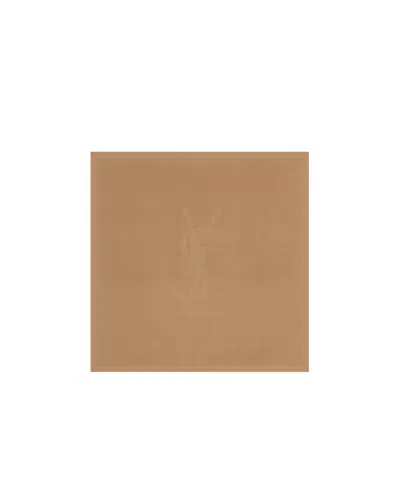Saint Laurent Cassandre Silk Scarf In Nude