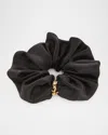 Saint Laurent Cassandre Silk Scrunchie In Black