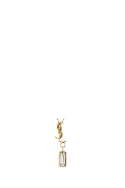 Saint Laurent Cassandre Single Earring In Metal And Rhinestones In Purple