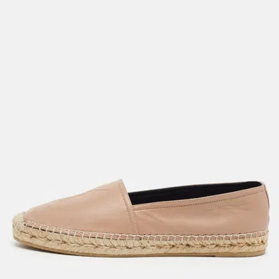 Pre-owned Saint Laurent Cassandre Size 39 Beige Leather Espadrille Flats