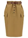 Saint Laurent Paris Women Gonna A Matita Cassandre In Twill Di Cotone In Beige