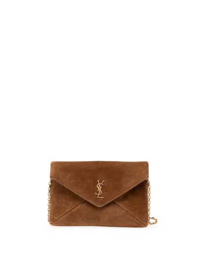 Saint Laurent `cassandre` Small Chain Pouch In Yellow