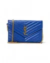 Saint Laurent Cassandre Small Granulated Electric Blue In Blue