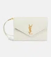 Saint Laurent Cassandre Small Matelassé Leather Clutch In Crema Soft