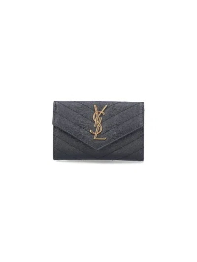 Saint Laurent "cassandre" Small Wallet In Black