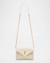 Saint Laurent Cassandre Small Ysl Pouch On Chain In Calfskin In 9207 Crema Soft