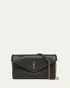 Saint Laurent Cassandre Small Ysl Pouch On Chain In Calfskin In Nero