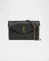 Saint Laurent Cassandre Small Ysl Pouch On Chain In Calfskin In Nero