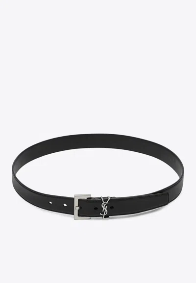 Saint Laurent Cassandre Smooth Leather Belt