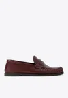 Saint Laurent Cassandre Smooth Leather Penny Loafers In Burgundy