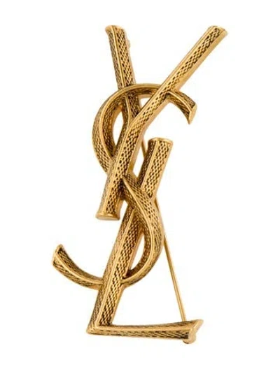 Pre-owned Saint Laurent Cassandre Snake Logo Brooch In Multi