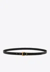 SAINT LAURENT CASSANDRE SQUARE BUCKLE LEATHER BELT