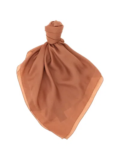 Saint Laurent Cassandre Square Logo Scarf In Brown