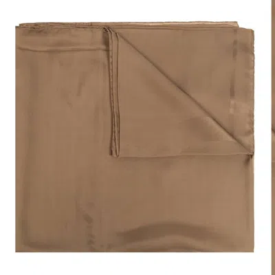Saint Laurent Cassandre Square Scarf In Silk Charmeuse In Brown