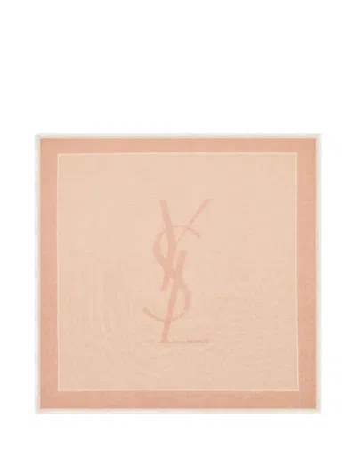 Saint Laurent Cassandre Square Scarf In Blue