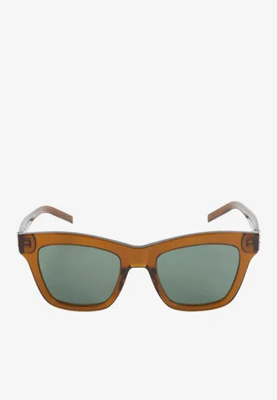 Saint Laurent Cassandre Square Sunglasses In Green