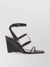 Saint Laurent Cassandra 90 Leather Wedge Sandal