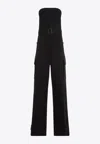 Saint Laurent Cassandre Bustier Jumpsuit In Black