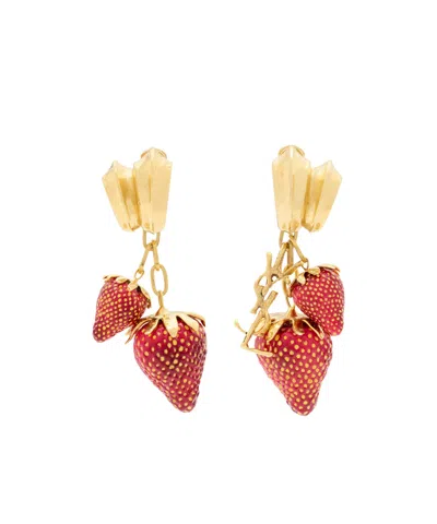 Saint Laurent Cassandre Embellished Drop Earrings In Gold