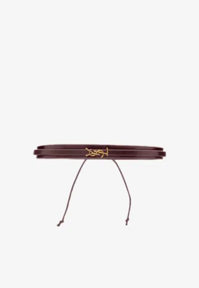 Saint Laurent Cassandre String Bracelet In Brown