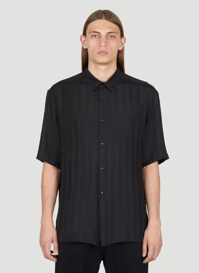 Saint Laurent Cassandre Stripe Silk Shirt In Black