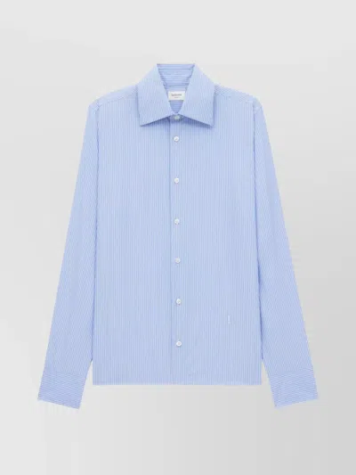 SAINT LAURENT CASSANDRE STRIPED COLLARED SHIRT WITH LONG SLEEVES