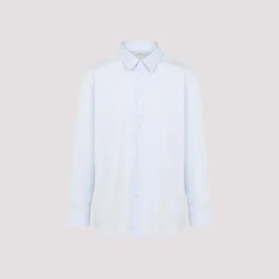 Saint Laurent Cassandre Striped Cotton Poplin Shirt In Green
