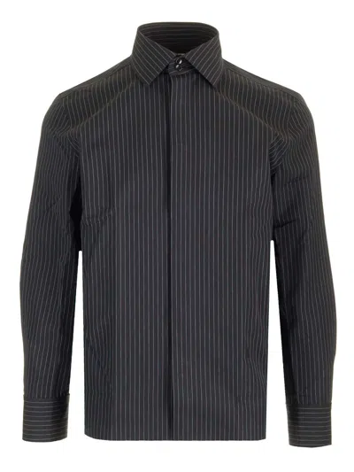 Saint Laurent Cassandre Striped Cotton Poplin Shirt Shirts Black