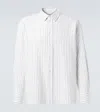 Saint Laurent Cassandre Shirt In Self-stripe Cotton Poplin