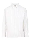 Saint Laurent Cassandre Striped Cotton Shirt Shirts Black In White