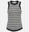 Saint Laurent Monogram-embroidered Stripe Tank Top In Noir/naturel