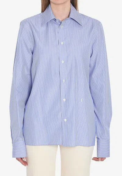 SAINT LAURENT CASSANDRE STRIPED LONG-SLEEVED SHIRT