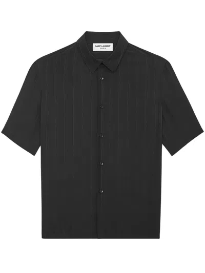 Saint Laurent Cassandra Hemd Aus Bio-seide In Black