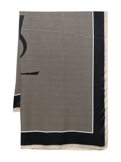 SAINT LAURENT CASSANDRE STRIPED SEMI-SHEER STOLE IN SILK CHARMEUSE