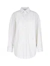 Saint Laurent Striped Cotton Shirt Curved Hem