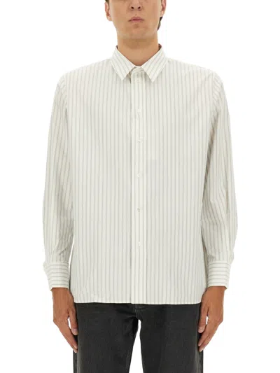 Saint Laurent Cassandre Striped Shirt In White