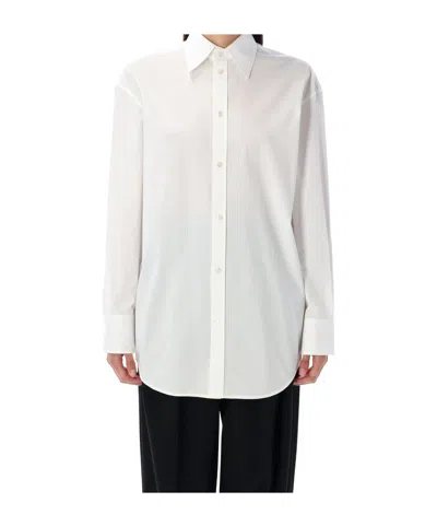 Saint Laurent White Classic Cotton Shirt In Animal Print