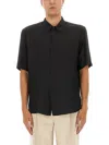 Saint Laurent Cassandre Striped Shirt In Black