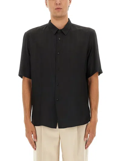 Saint Laurent Cassandre Striped Shirt In Black