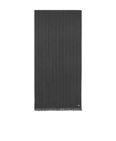 Saint Laurent Cassandre Striped Silk Scarf In Black