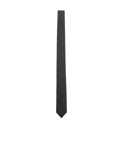 Saint Laurent Cassandre Striped Silk Tie In Black
