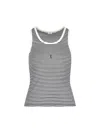 Saint Laurent Striped Tank Top In Black  