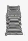 Saint Laurent Cassandre Striped Tank Top In Black