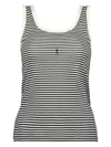 Saint Laurent | Black And Natural Striped Cassandre Tank Top| Women | L In Black
