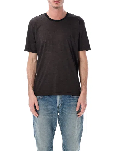 Saint Laurent Cassandre Striped T-shirt In Black
