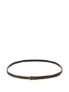 Saint Laurent Cassandre Thin Belt In Brown