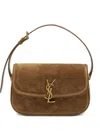 Saint Laurent Cassandre Suede Shoulder Bag In Brown