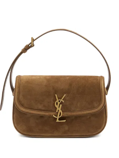 Saint Laurent Cassandre Suede Shoulder Bag In Brown
