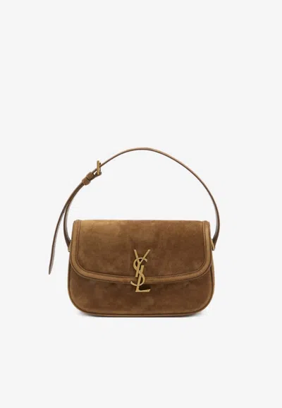 Saint Laurent Cassandre Suede Shoulder Bag In Brown